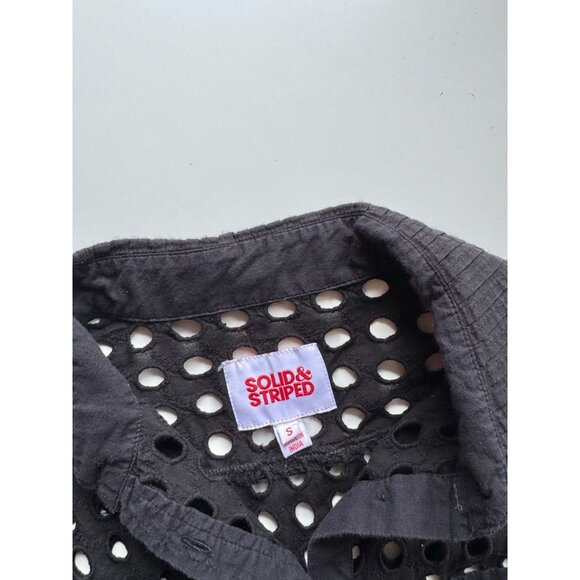 SOLID & STRIPED Black Cotton Eyelet Oxford Tunic Button Up Cover-Up, Size S - Picture 13 of 14